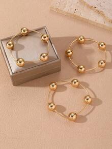 NAIZHU 3/6er Set modische europäisch-amerikanische übertriebene Armbänder mit Kunstperlen und Metallkugeln, tägliche Party-Accessoires für Damen - Verschiedenfarbig - Übersicht 7