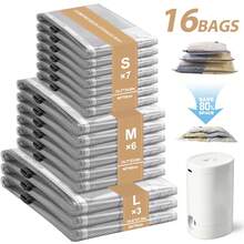 16/15/12 Pack Vacuum Seal Storage Bags With Rechargeable Wireless Pump, Assorted Small Medium Large Sizes, Space Saver Vacuum Storage Bags For Luggage, Clothes, Bedding, Pillows, Quilts, Blankets - View 13