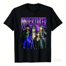 Undertaker W-W//E Bootleg Wrestling Fan Grafisk T-shirt - Svart - Visa 1