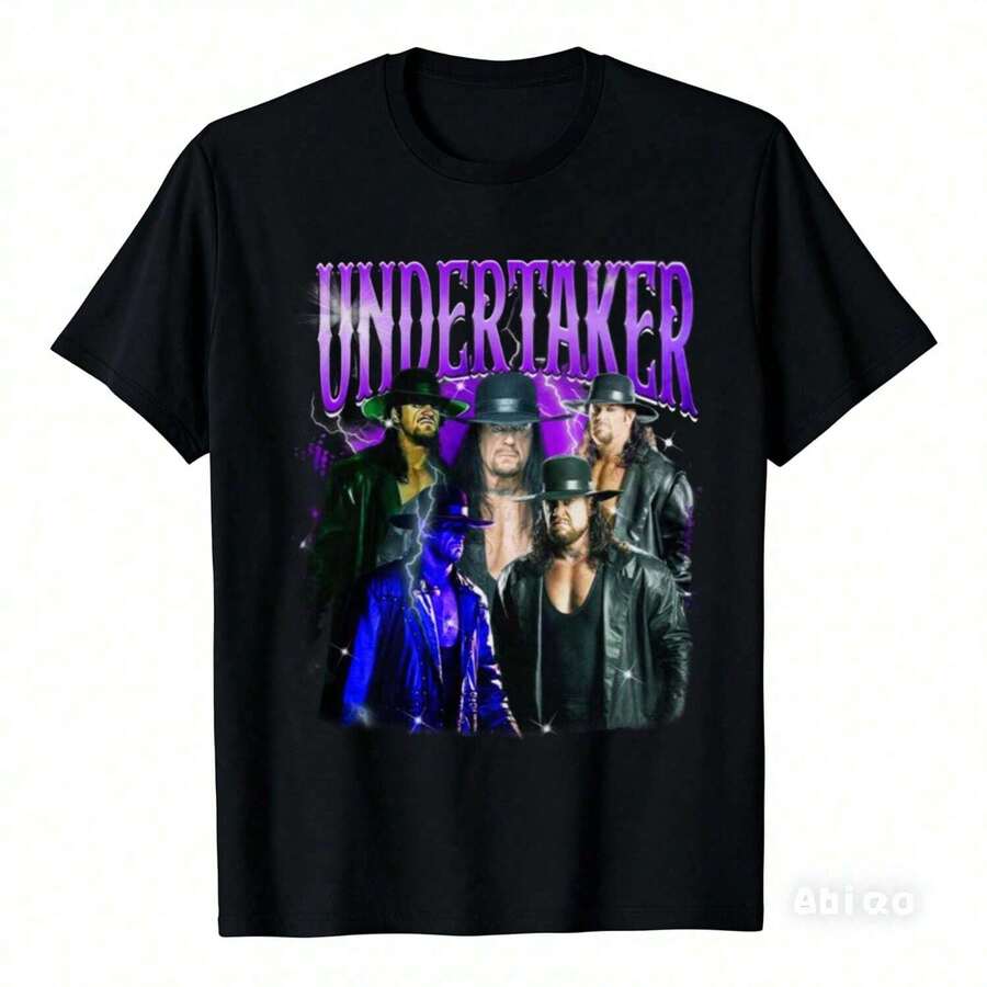 Undertaker W-W//E Bootleg Wrestling Fan Grafisk T-shirt - Svart - Visa 1