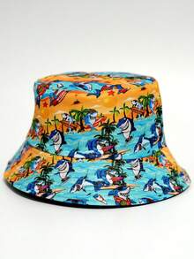 1 pieza Sombrero de cubo reversible unisex con estampados de dibujos animados, adecuado para uso al aire libre, viajes, uso diario, de moda y versátil - impresión - Ver 39