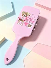 1 pieza Serie de Oso Grande Peine con Cojín de Aire Estampado Completo, Peine de Masaje de Color Vibrante, Adecuado para Peinado, Cabello Rizado, Cabello Liso, Todos los Estilos de Cabello, Salón de Barbería, Producto Esencial de Cuidado del Cabello para Viajes de Belleza, Peine con Cojín de Aire Portátil para el Campus - Multicolor - Ver 13