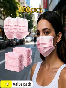 Masker Wajah Sekali Pakai Berkualitas Tinggi, 3 Lapisan Perlindungan, Klip Hidung yang Dapat Diatur - Bernapas, Lembut, Ramah Kulit, Cocok untuk Penggunaan di Rumah, Sekolah, Kantor, dan Luar Ruangan, Bahan Polipropilen, Desain Sekali Pakai - MultiWarna - View 10