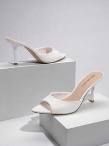 Women Pointed Peep Toe High Heel Sandals Fashion Stiletto Slip On Summer Sandals For Travel Party Prom Wearing - 白色 - 查看 1