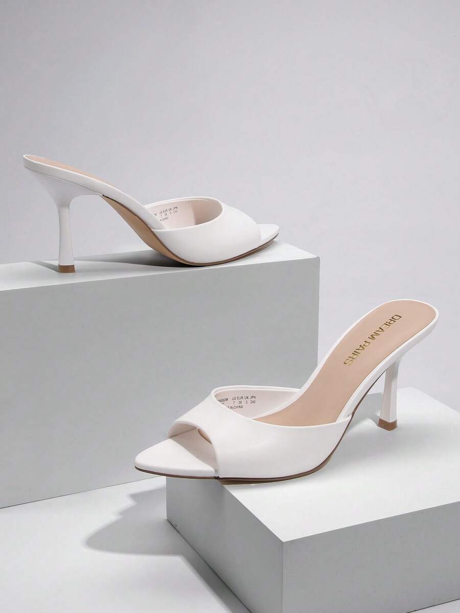 Women Pointed Peep Toe High Heel Sandals Fashion Stiletto Slip On Summer Sandals For Travel Party Prom Wearing - 白色 - 查看 1