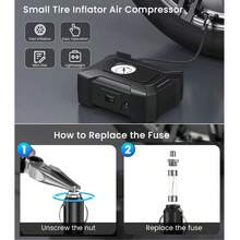 SUITU Pompa Pengisi Angin Ban Portabel 12V 120W dengan Pengukur Tekanan dan Lampu Darurat LED, Kompresor Udara Mobil Mini, Pompa Ban Otomotif Genggam, Aksesoris Mobil - Model kabel tanpa baterai - View 7