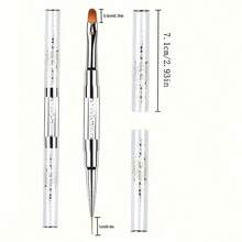 Dual-Tip Nail Art Brush With Round Tip For Gel Application - White - View 5