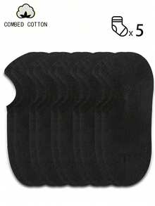 1/3/5/10/20 Pairs Men's Pure Cotton Invisible Short Socks, Black, Suitable For All Seasons, Breathable And Moisture-Wicking, Ideal For Sports, Business, Casual And Seasonal Outfits - Black - View 10