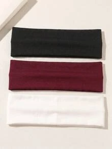 1/3入 極簡純色寬版髮箍，柔軟彈性休閒髮圈，女款日常穿搭髮飾，適合女孩夏季使用 - 彩色 - 查看 4