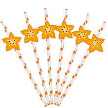 16PCS Star Fruit Shaped Decorative Paper Straws, Tropical Fruit Style, Suitable For Summer Party, Hawaiian Theme Event, Birthday Party, Picnic, Camping, Pool Party, Ideal Choice For Beverage Straws (Random Assortment) - View 7