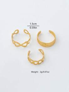 3pcs Fashion Personalized Infinity Symbol & Heart Toe Ring Set For Women, Vacation Travel Beach Foot Accessory - Golden - View 5