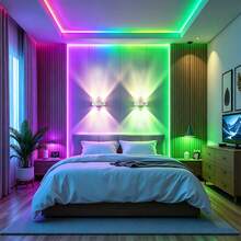 1 قطعة مصباح حائط بتصميم عين القطة ثنائي الحدقة RGB متغير الألوان، مفعل بمستشعر ذكي، تركيب مغناطيسي بدون ثقب، مناسب لديكور المنزل/خلق الأجواء، خيار هدية مثالي للعطلات - RGB - مشاهدة 10