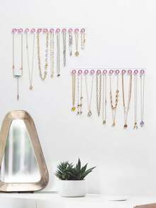 Fashionable Acrylic Necklace Holder With 12 Hooks, Elegant Wall-Mounted Jewelry Organizer, Easily Display Necklaces, Bracelets, Bangles And Rings, Perfect Gift For Fashionable Girls And Women, Ideal For Birthdays, Holidays And Special Occasions. This Chic And Practical Accessory Enhances Your Jewelry Collection, Keeps Your Accessories Within Reach, Adds Charm And Utility To Your Space, A Must-Have For Every Jewelry Lover, Elevate Your Home Decor Style With This Organizer. - Multicolor - View 11