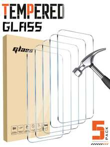 5pcs Ultra Durable 9H High Definition Full Screen Tempered Glass Screen Protector, Anti-Scratch/Anti-Fall/Anti-Fingerprint, Easy Installation, Compatible With Phone Cases. Suitable For IPhone 17/17 Pro/17 Air/17e/17 Pro Max/16/16 Pro/16 Plus/16 Pro Max/15/15 Plus/15 Pro/15 Pro Max/14/14 Plus/14 Pro/14 Pro Max/13 Mini/13 Pro/13 Pro Max/12 Mini/12 Pro/12 Pro Max/11/11 Pro/11 Pro Max. (Phone Accessories) - Clear - View 16