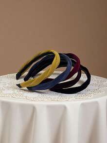topshiny 1/5pcs Sweet Elegant Twisted Cross Velvet Headband For Women, New Vintage Premium Versatile Headband For Outings Hairband - Multicolor - View 6
