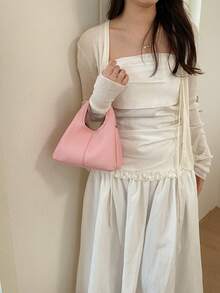 Bolso de mujer de estilo cubo, diseño elegante y minimalista, gran capacidad, color caqui, estilo de bandolera - Rosa - Ver 7