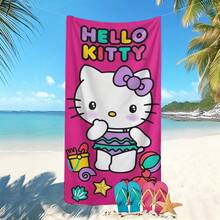 1件粉色 Hello Kitty 主題沙灘巾 - 卡通主題必備用品，專為海灘、游泳、戶外露營和旅行設計。這款大尺寸沙灘巾吸水性強且快乾，是您旅行、泳池娛樂或居家沐浴的理想選擇。 - 彩色 - 查看 2