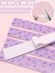 31/11/1pc Replaceable Wide Nail File Set, Cute Butterfly Pattern Nail Buffer Strips, Stainless Steel Material, 100/180 Grit Professional Sandpaper, Suitable For Removing Acrylic Nails And Extending Nails, Nail Polishing, Shaping, Salon And Home Use, Perfect For Pedicure And Manicure Tools - Mauve Purple - View 4