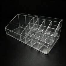 1 pieza, Caja de almacenamiento de maquillaje transparente multifuncional, Caja con compartimento integrado para lápiz labial + brochas de maquillaje, Esencial de almacenamiento de tocador para dormitorio, Diseño de compartimento de gran capacidad, Sensación premium, Regreso a la escuela - transparente - Ver 6