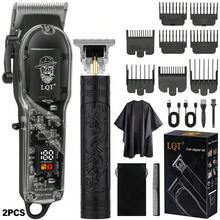 LQT (4件/3件/2件/1件) 無線理容工具組，包含男士理髮器、鬍鬚修剪器、鼻毛修剪器和刮鬍刀，USB-C充電，居家理髮、旅行修鬍與個人理容，送給男性/父親/男友的理想節日禮物 - 黑色 - 查看 11