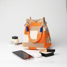 New Fashion Women Handbag - Multifunctional Shoulder Bag With Secure Buckle Closure Design, Small Capacity Tote Bag, Wrist Bag, Wallet, Storage Bag - Orange - View 5