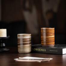 300ml High-Aesthetic Ceramic Coffee Cup, Straight-Body Tea Cup Water Cup Tumbler, Vintage Coffee Cup, Minimalist Premium, Comfortable Grip, Rounded Rim, Creative Hotel Homestay Mouthwash Cup Tableware Coarse Ceramic Tea Water Cup - Multicolor - View 3