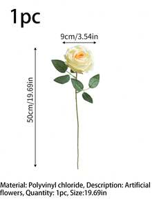 1/5支裝 19.69英吋人造春夏花瓶填充花莖 仿真玫瑰花，適合婚禮花藝裝飾、花瓶插花、居家佈置與桌面中心裝飾，亦適合作為週年或畢業禮物，四季皆可用 - 香檳橙 - 查看 9