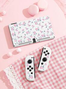 1pc Minimalist Elegant Gentle Style Pink Floral Pattern Switch2 (2025)/Switch NS/Switch OLED Compatible Game Console Accessory Set, Game Console Protective Case/Storage Bag/Dock Shell, TPU Soft Shell, Beautiful And Practical, Portable Stand, Portable Travel, Anti-Drop Anti-Scratch, Anti-Fouling, Fashion Romantic Gift - Multicolor - View 5