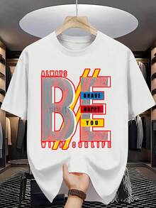 Camisetas de manga corta para hombre, colección verano 2026. Camiseta de manga corta para hombre con estampado de letras, ideal para uso casual. Cuello redondo, tejido transpirable, lavable a máquina. - Blanco - Ver 1