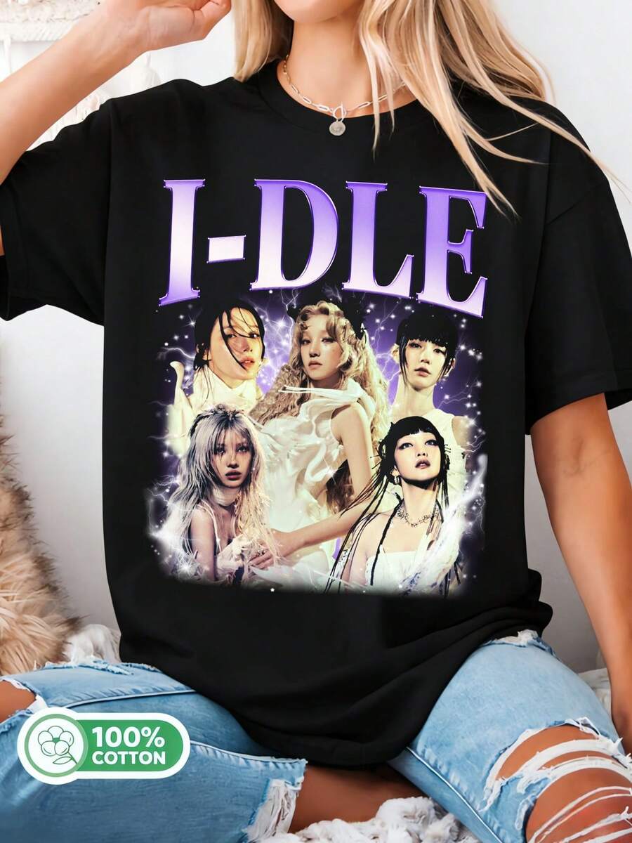 I-Dle Retro T-Shirt, I-Dle We Are Album T-Shirt, I-Dle Good Thing T-Shirt, (G)I-DLEs World Tour Idol T-Shirt, I-Dle Members T-Shirt - Black - View 1