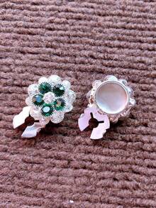 1PC/2PCS Elegant Heart Button Covers, Shirts Button Cover Clip On Button Covers Fashion Crystal Cufflinks Cover - Green - View 4