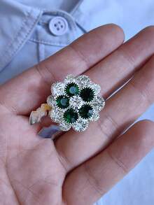1PC/2PCS Elegant Heart Button Covers, Shirts Button Cover Clip On Button Covers Fashion Crystal Cufflinks Cover - Green - View 7