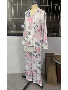 2026 Women's 2 Pieces Pajama Set, Casual Fun Print Long Pants + Long Sleeve Shirt Set, Loungewear Set PJS Y2K - White - View 7