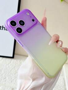 1pc Minimalist Icy Transparent Matte Phone Case, Compatible With IPhone 17 Air 16 14 13 12 15 11 Pro Max Plus, Transparent Camera Protection - Gradient Purple-yellow - View 3
