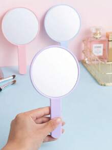 1Pc Round Make Up Mirror Handheld Makeup Mirror New Makeup Mirrors Sweet Girl Style Suitable For Carrying Around - Multicolor - View 4