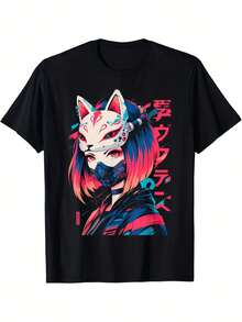 Camiseta estampada de algodón%, de manga corta y cuello redondo, estilo casual, adecuada para verano y primavera. Ropa de mujer que se puede usar en todas las estaciones. Úsala como - Negro - Ver 1