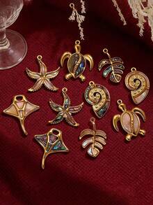 1pc 304 Stainless Steel Gold Abalone Shell Ocean Theme Pendant, DIY Jewelry Accessory - Pendants - View 1