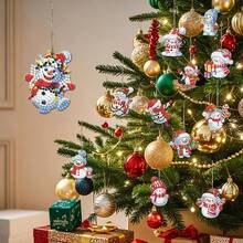 12pcs/Set Holiday 5D DIY Diamond Painting Christmas Ornament Set - Vibrant Keychains With Round Diamonds, DIY Cute Christmas Snowman, Perfect For Holiday Decor And Crafting, Christmas Diamond Painting, Christmas Ornaments, Christmas Tree Crafts - View 6