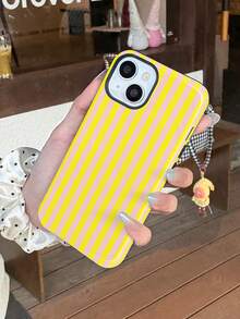 1pc Minimalist Artistic Colorful Striped Pattern Glossy 2-In-1 Film Shell Full Coverage Hard Phone Case Compatible With Samsung/ 11/12/13/14/15/16/17 Pro Max - Multicolor - View 3