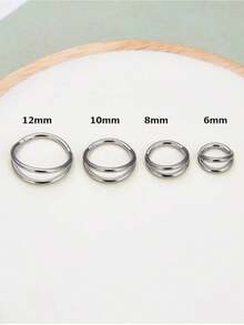 1pc Stainless Steel Nose Ring With Sparkling Zirconia, 18K Gold Plated, Hinged Closure Cartilage Screw Earring Lip Ring, Body Piercing Jewelry - Double-layered Split - View 5