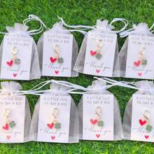 60pcs Keychain Set - Gold Water Drop Heart, Four-Leaf Clover Charms, Bag And Car Key Accessories, Business Gift Pack (20 Keychains + 20 Cards + 20 Sandbags) Suitable For Birthday, Valentine's Day, St. Patrick's Day, Thanksgiving Gifts - View 3