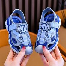 Vicvait Cute Rhinestone Bow Open Toe Girls Sandals, Breathable Beach Holiday Shoes - Blue - View 1