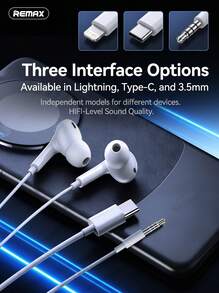REMAX 3.5mm/Type-C/Lightning三接口有線耳機 高解析無損音質 HiFi入耳式 聽聲辨別遊戲K歌帶麥 通用蘋果安卓手機平板電腦 - 查看 3