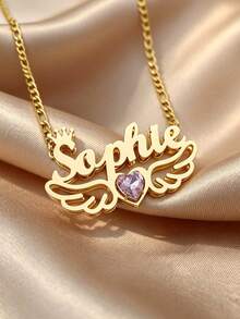 [ZzAi Custom] 1 pieza Juego de joyas personalizado para adolescentes, collar personalizado con piedra de nacimiento + juego de pendientes, joyas conmemorativas, collar personalizado, uso diario - Estilo 4 - Ver 5