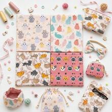 4 pezzi/Set 19.68x17.7 pollici(50x45cm) Tessuto per patchwork con stampa a impronta di zampa e foglia di gatto, tessuto pretagliato per trapuntatura, bundle di tessuti Fat Quarter, quadrati di poliestere per patchwork, progetti di artigianato fai-da-te, realizzazione di portafogli fai-da-te - predefinito - Visualizzare 5