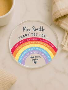 1pc Personalised Thank You Teacher Gift, Custom Text,Rainbow Coaster,Perfect Gift For Back To School,Teachers And Coworkers - Multicolor - View 8