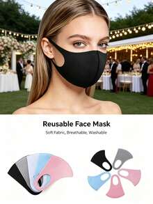 20/10/5/1 pieza Máscara facial de punto unisex para adultos, máscara de protección solar de seda de hielo, lavable y reutilizable, adecuada para el uso diario - Multicolor - Ver 3