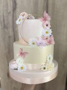 48/24入 蝴蝶蛋糕裝飾 3D蝴蝶杯子蛋糕插卡 仙女生日蛋糕插牌 婚禮生日派對蛋糕裝飾 春夏蛋糕裝飾 - 粉紅色 - 查看 5