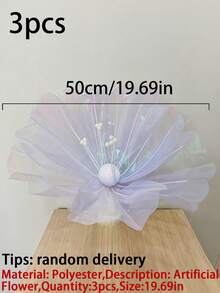 1/3件人造花束，彩虹網格絲綢罌粟花。長度：50cm。適用於婚禮、母親節、生日派對和家居裝飾。鮮豔色彩，設計為懸掛式人造花。 - 混色50cm - 查看 12