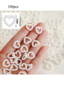 10/100/200pcs Pearl Heart-Shaped Table Scatter Decorations, Plastic Faux Pearl Wedding Table Decor, DIY Craft Nail Art Decoration, Suitable For Wedding Party Cake, Size: 0.47 Inches - Multicolor - View 7